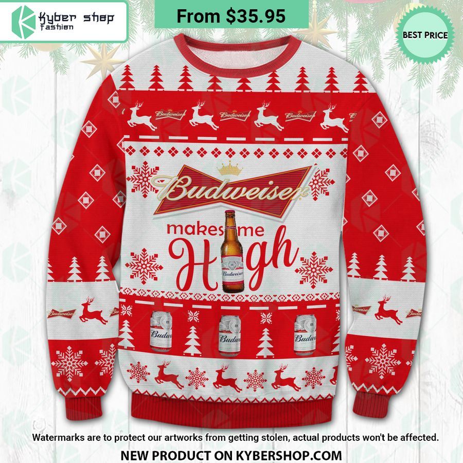 Budweiser Make Me High Ugly Christmas Sweater