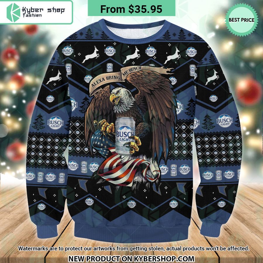 Busch Light Eagle US Flag Ugly Christmas Sweater