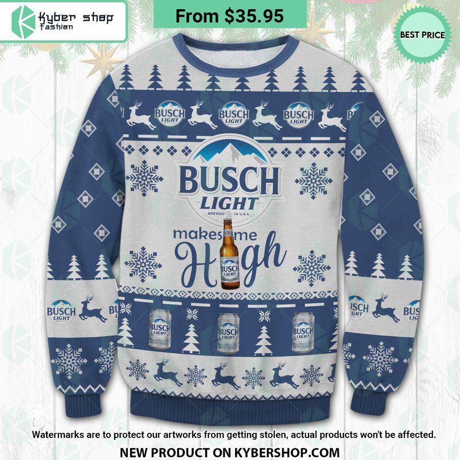 Busch Light Make Me High Ugly Christmas Sweater
