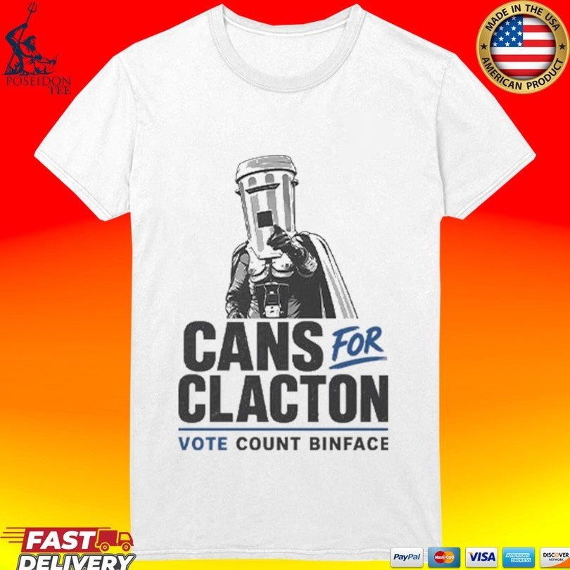 Cans For Clacton Vote Count Binface Funny Bin-head Political Campaign Graphic Uk Election Parody T-shirt