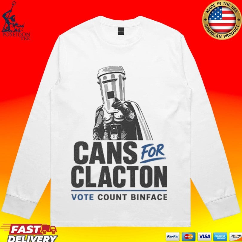 Cans For Clacton Vote Count Binface Funny Bin-head Political Campaign Graphic Uk Election Parody T-shirt
