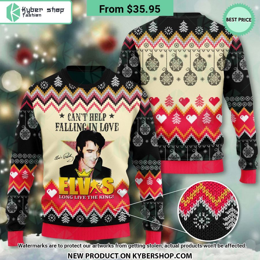 Can’t Help Falling In Love Elvis Presley Ugly Christmas Sweater