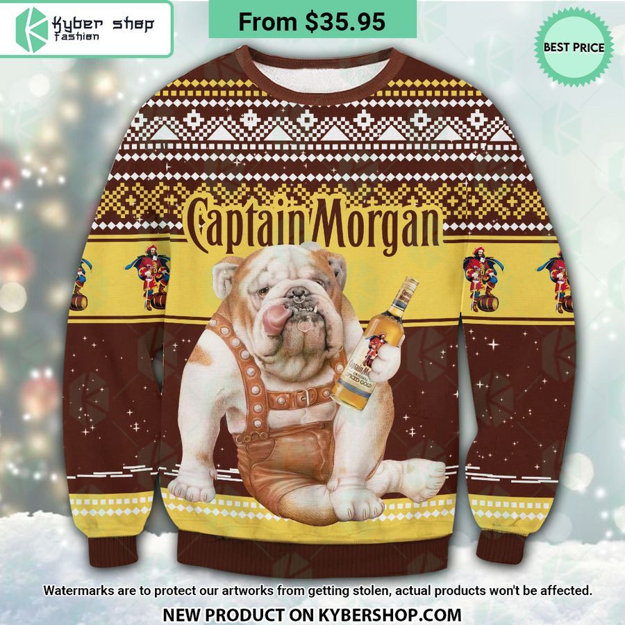 Captain Morgan Bulldog Ugly Christmas Sweater