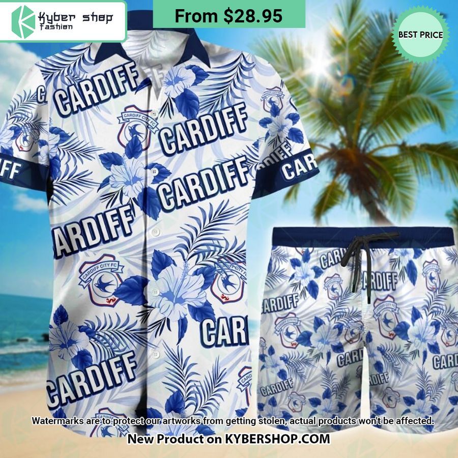 Cardiff City FC Floral Hawaiian Shirt and Shorts