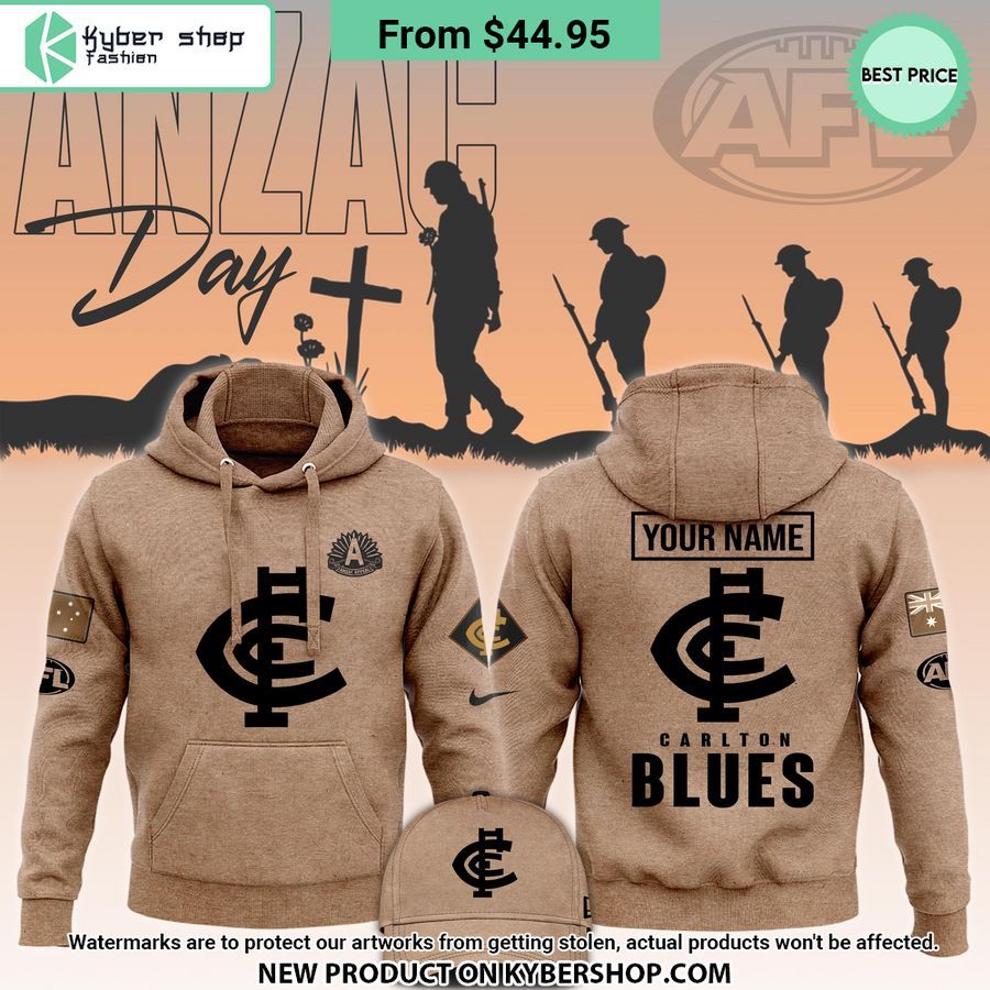 Carlton Blues AFL Anzac Day CUSTOM Hoodie
