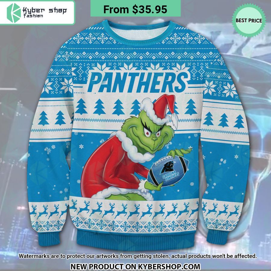 Carolina Panthers Grinch Ugly Christmas Sweater