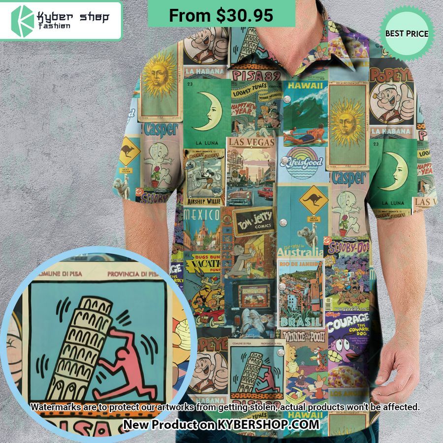 Cartoon Movie Posters in Vintage style Hawaiian Shirt