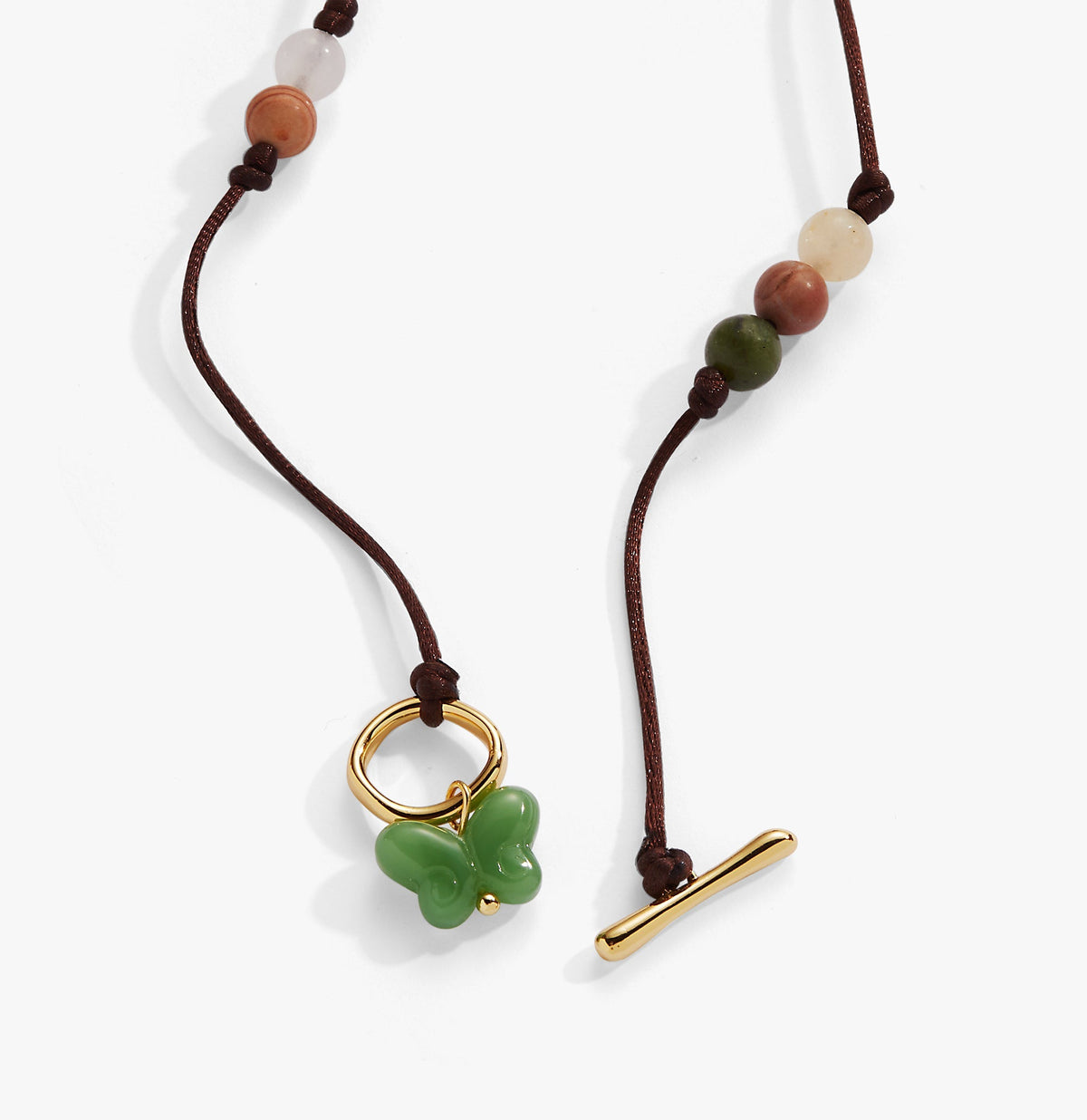 Carved Butterfly Healing Stone Toggle Necklace T-Shirts
