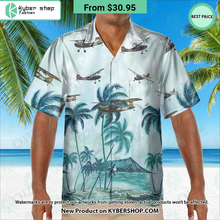 Cessna L-19 O-1 Bird Dog Palm Hawaiian Shirt