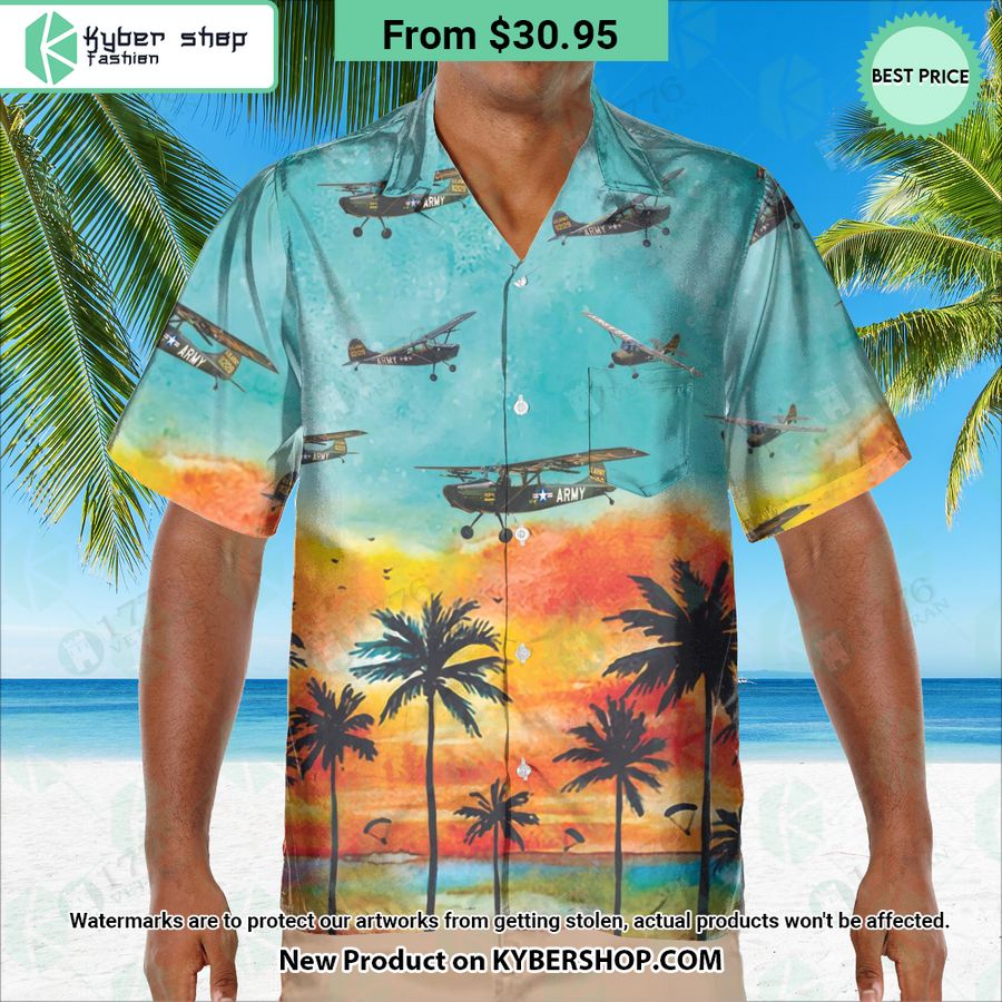 Cessna L-19 O-1 Bird Dog Sunset Hawaiian Shirt
