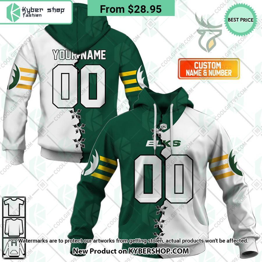CFL Edmonton Elks Mix Jersey Style CUSTOM Hoodie