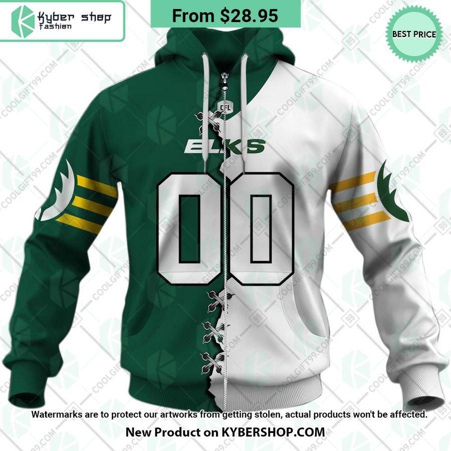 CFL Edmonton Elks Mix Jersey Style CUSTOM Hoodie