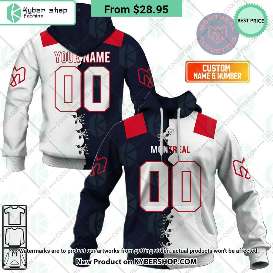 CFL Montreal Alouettes Mix Jersey CUSTOM Hoodie