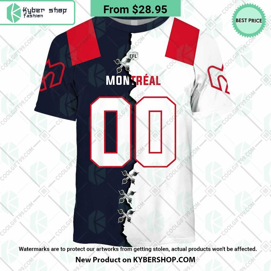 CFL Montreal Alouettes Mix Jersey Style CUSTOM Hoodie