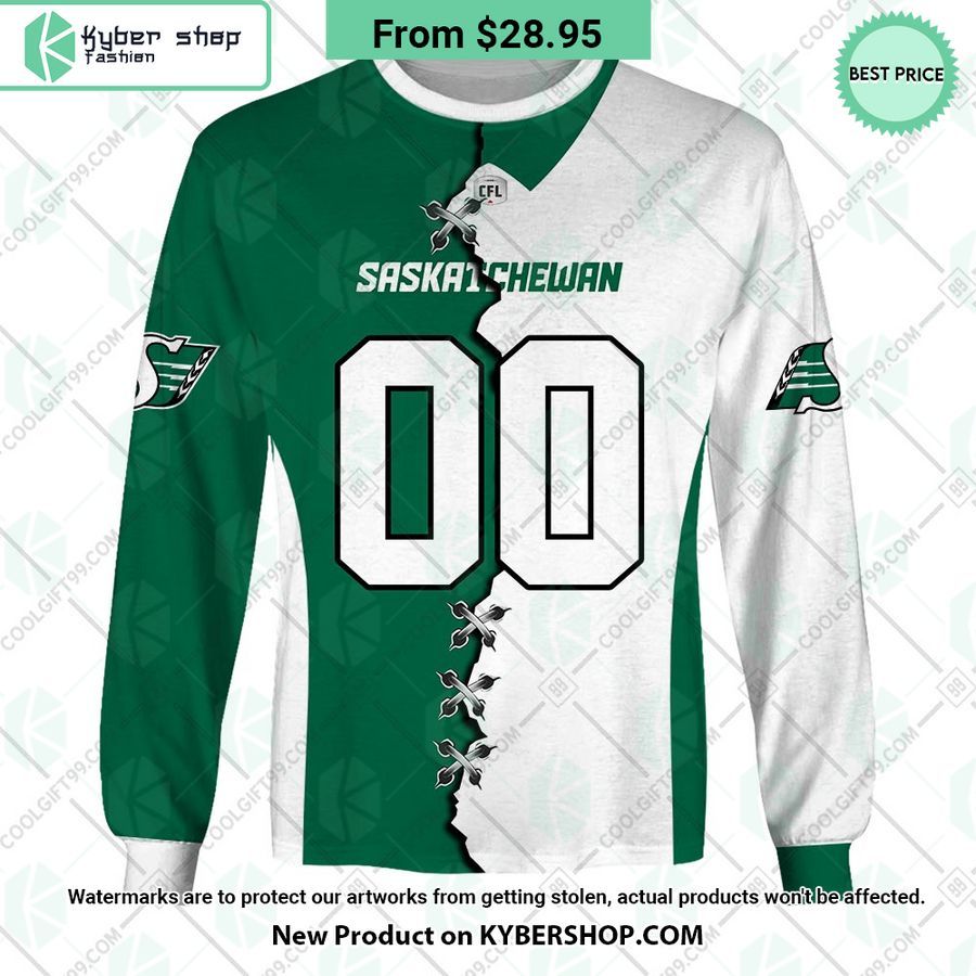 CFL Saskatchewan Roughriders Mix Jersey Style CUSTOM Hoodie