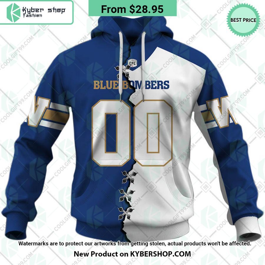CFL Winnipeg Blue Bombers Mix Jersey CUSTOM Hoodie