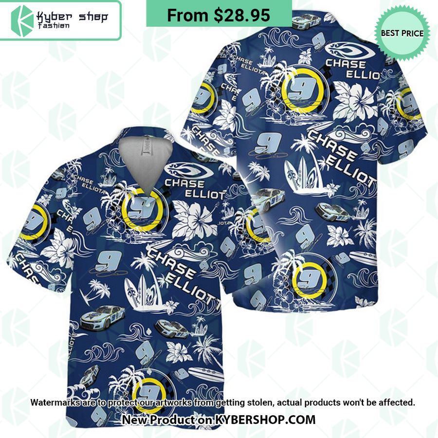 Chase Elliott NASCAR 2023 Kelley Blue Book Racing Hawaiian Shirt