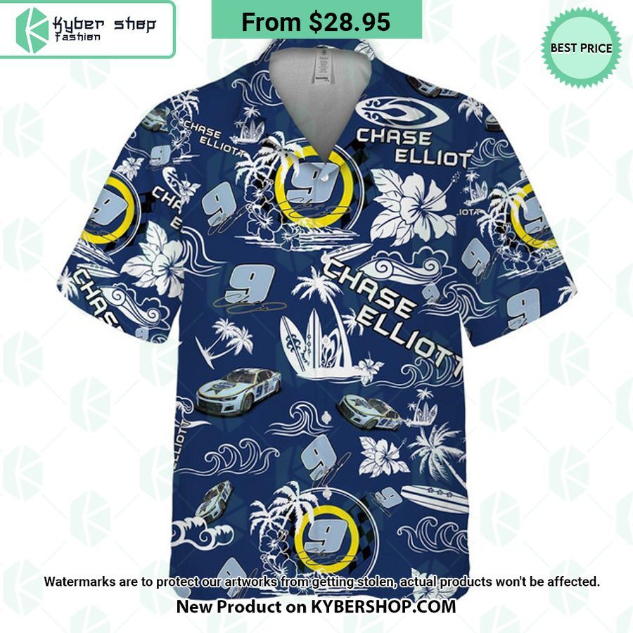 Chase Elliott NASCAR 2023 Kelley Blue Book Racing Hawaiian Shirt
