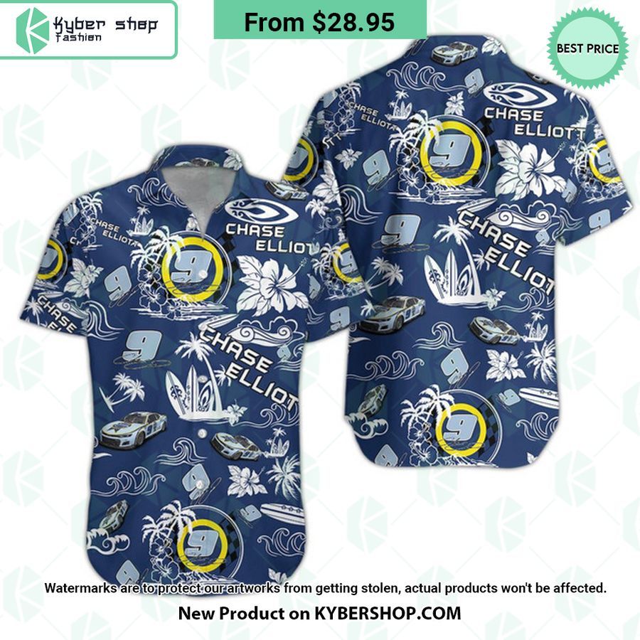 Chase Elliott NASCAR 2023 Kelley Blue Book Racing Hawaiian Shirt