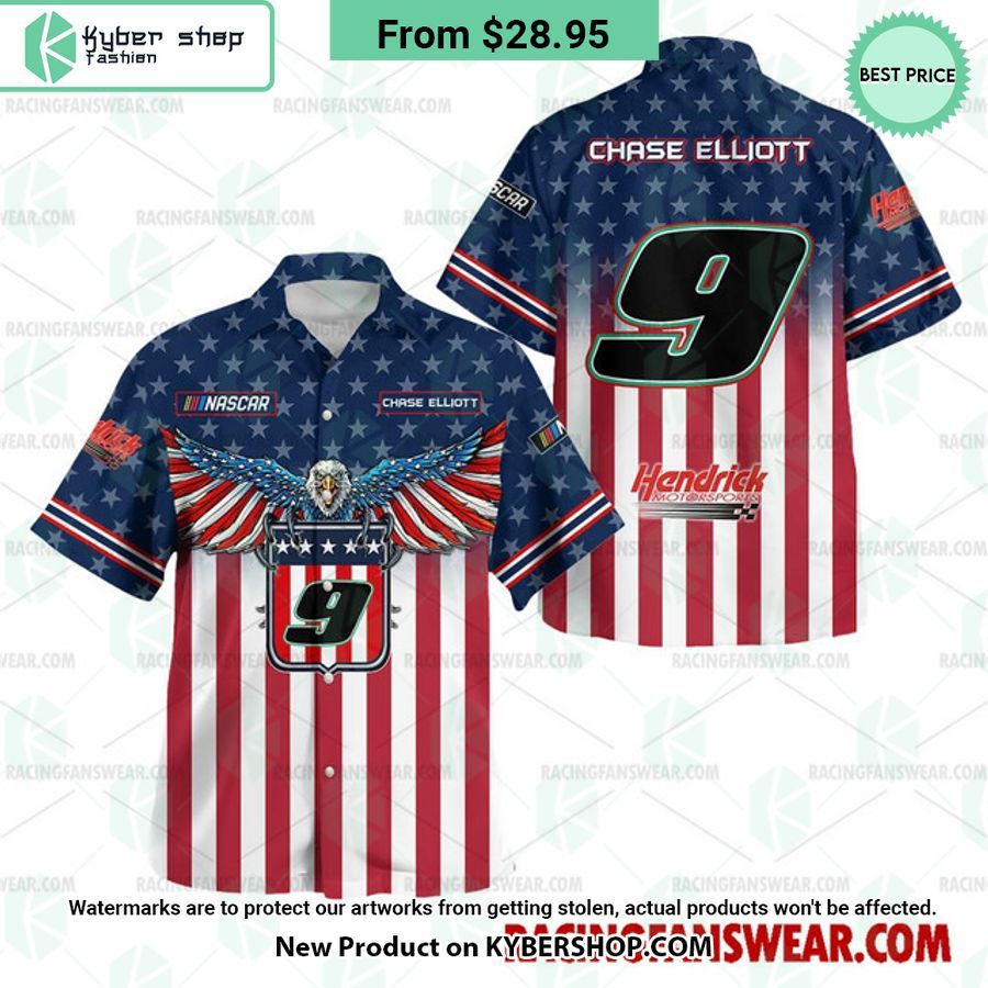 Chase Elliott NASCAR Racing Eagle Independence Day Hawaiian Shirt