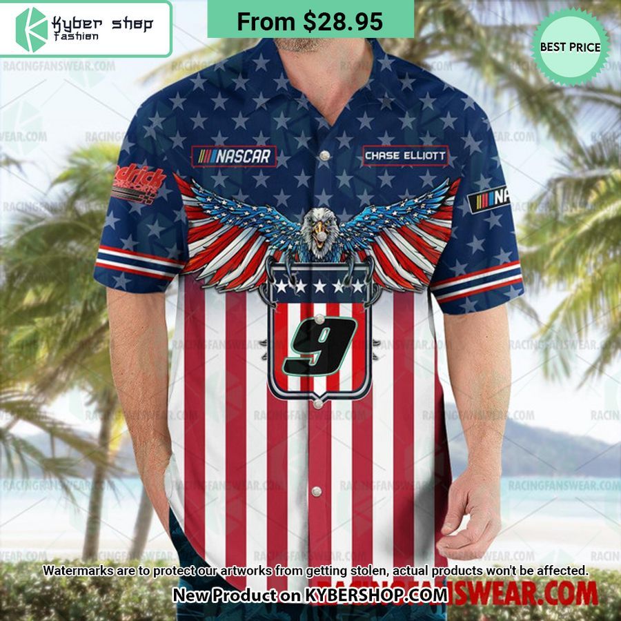 Chase Elliott NASCAR Racing Eagle Independence Day Hawaiian Shirt