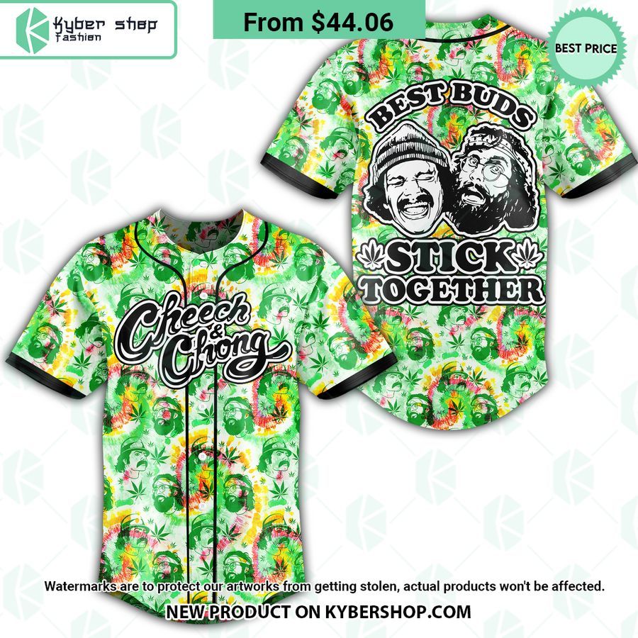Cheech And Chong Best Buds Stick Together Tie Dye Baseball Jersey