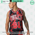 Chicago Bulls Dennis Rodman 91 Marble Red Basketball Jersey