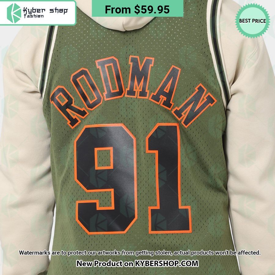 Chicago Bulls Dennis Rodman 91 Olive Basketball Jersey