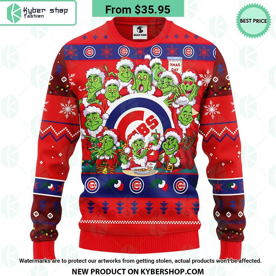 Chicago Cubs Grinch Christmas Sweater