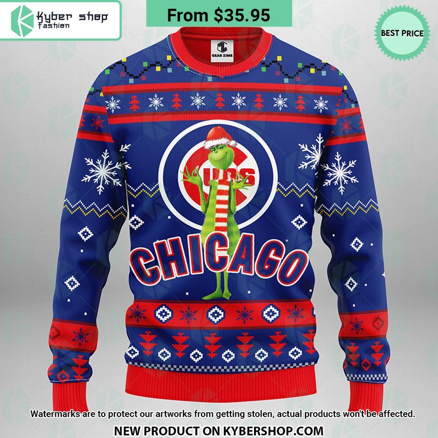 Chicago Cubs Grinch Ugly Christmas Sweater