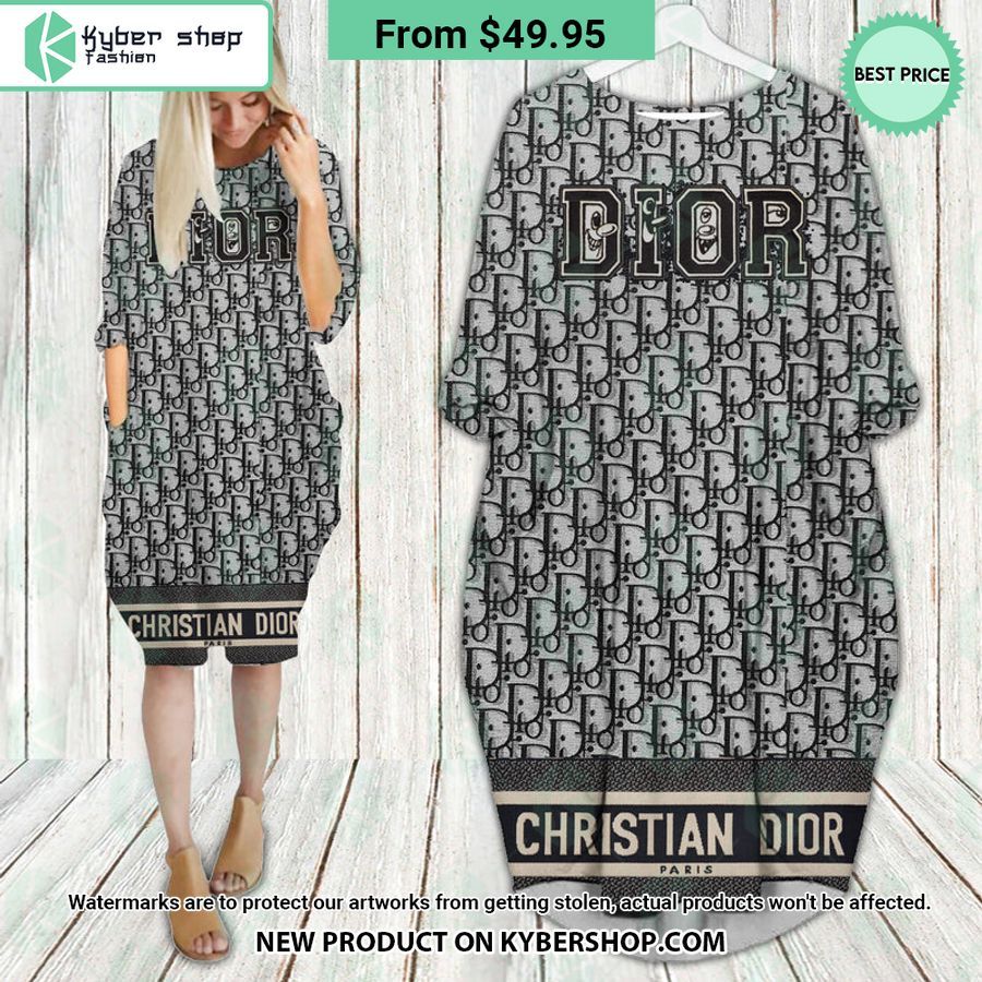 Christian Dior Grey Batwing Pocket Dress