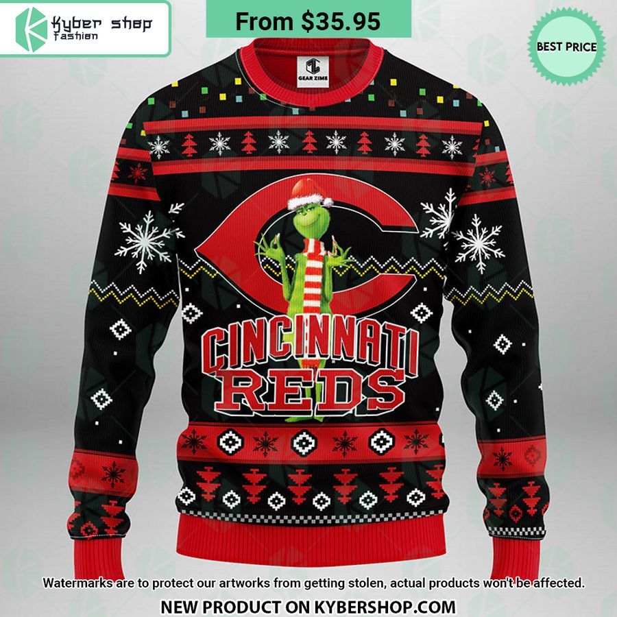 Cincinnati Reds Grinch Ugly Christmas Sweater