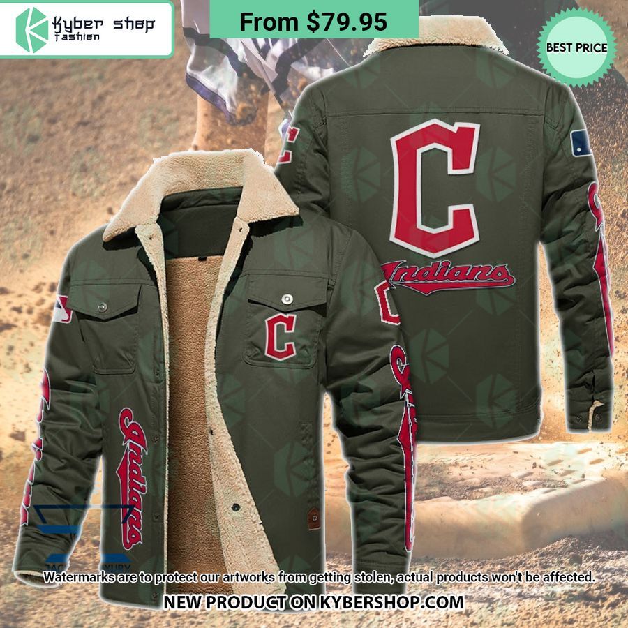 Cleveland Indians MLB Fleece Leather Jacket