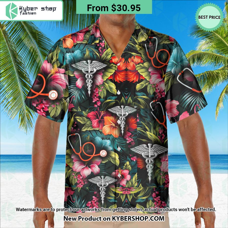 CNA Caduceus Medical Symbol Hawaiian Shirt