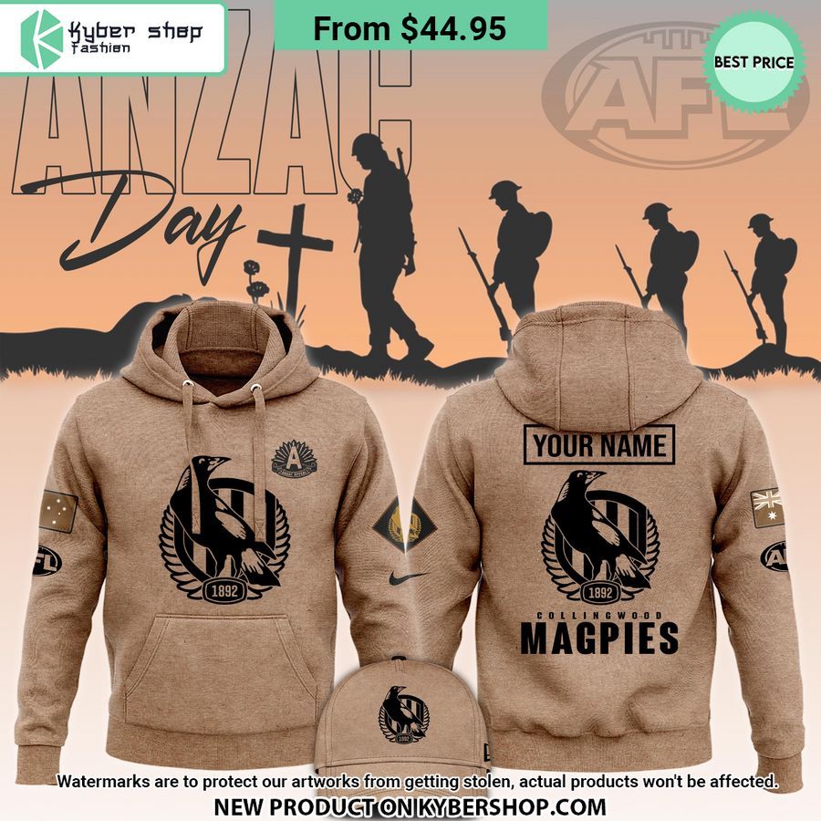 Collingwood Magpies AFL Anzac Day CUSTOM Hoodie