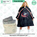 Columbus Blue Jackets black Hoodie Blanket