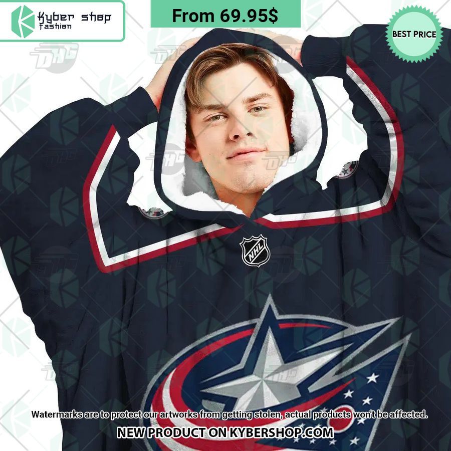 Columbus Blue Jackets black Hoodie Blanket