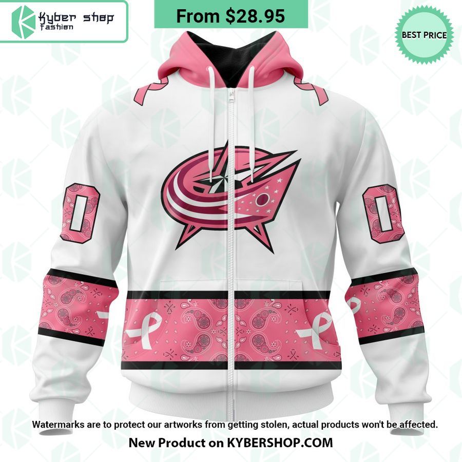 Columbus Blue Jackets In October We Wear Pink Breast Cancer Shirt