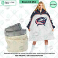 Columbus Blue Jackets white Hoodie Blanket
