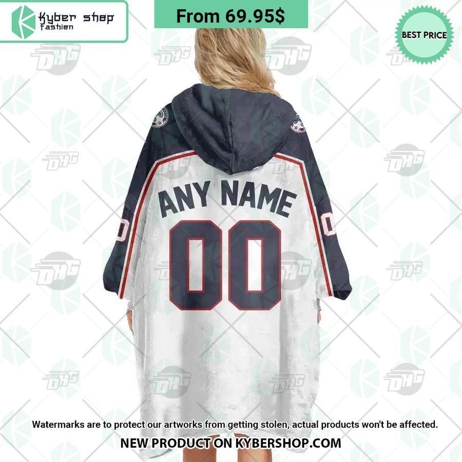 Columbus Blue Jackets white Hoodie Blanket