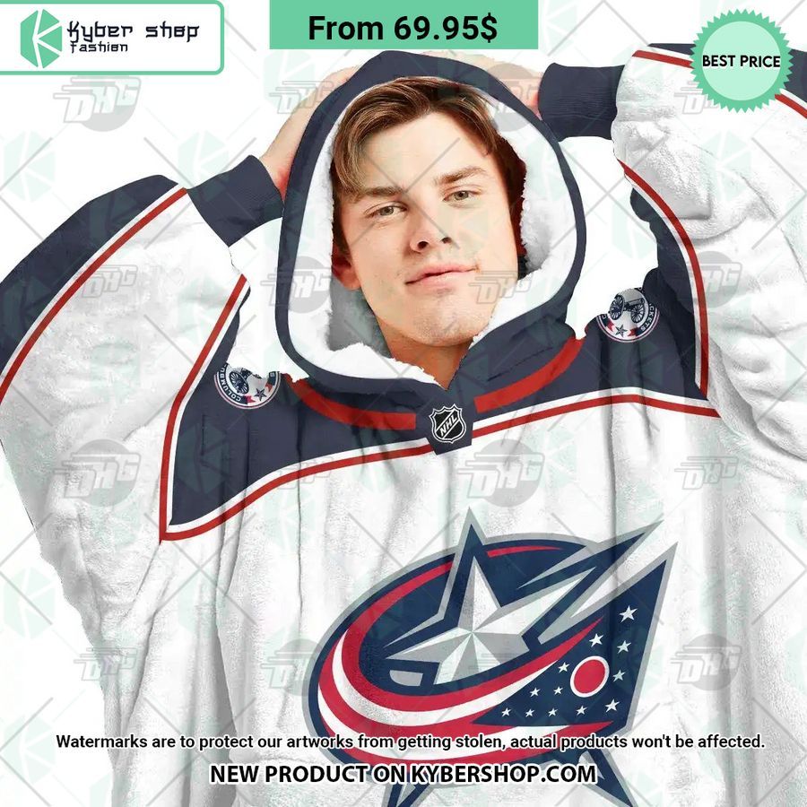 Columbus Blue Jackets white Hoodie Blanket