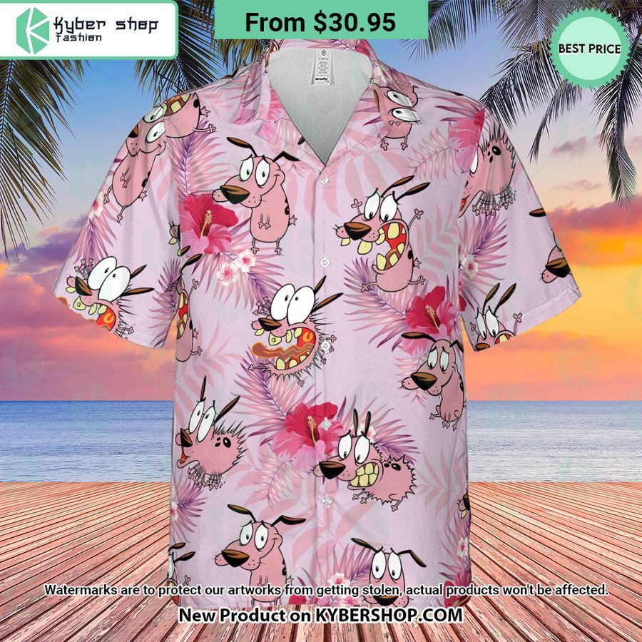 Courage the Cowardly Dog Floral Tropical Hawaiian Shirt
