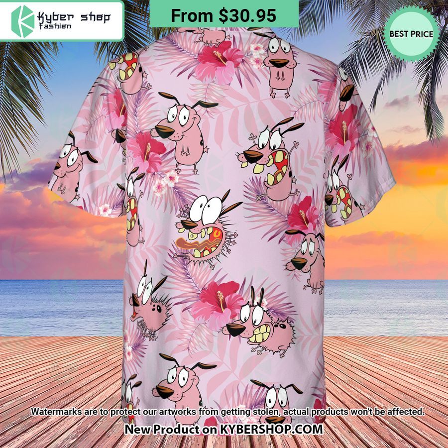 Courage the Cowardly Dog Floral Tropical Hawaiian Shirt
