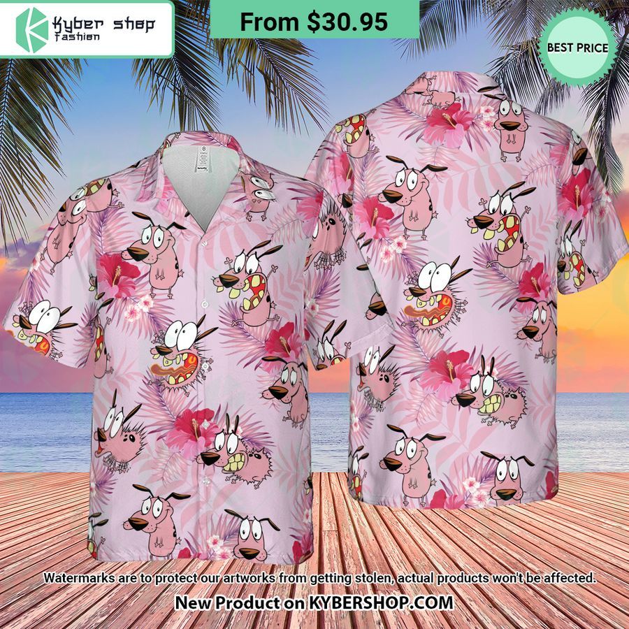 Courage the Cowardly Dog Floral Tropical Hawaiian Shirt