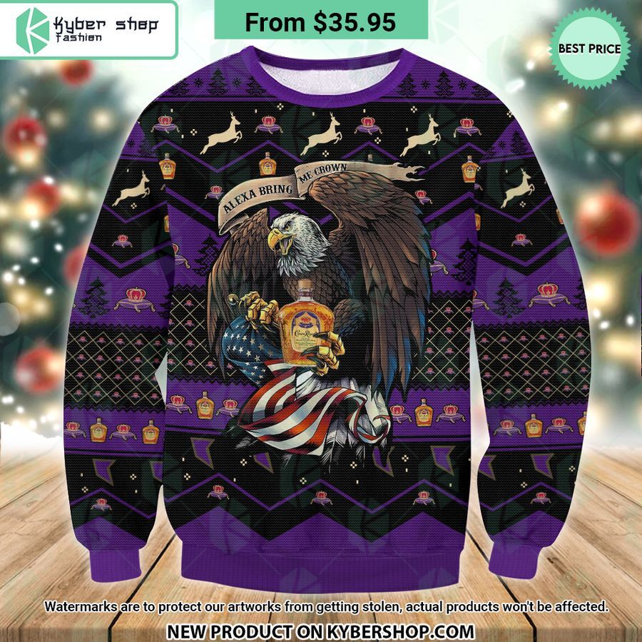 Crown Royal Eagle US Flag Ugly Christmas Sweater