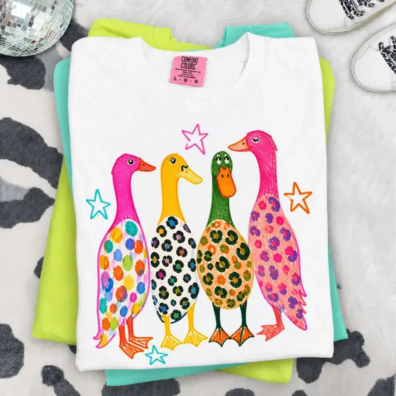 Preppy Ducks Comfort Colors Tee Colorful Mallard Funny