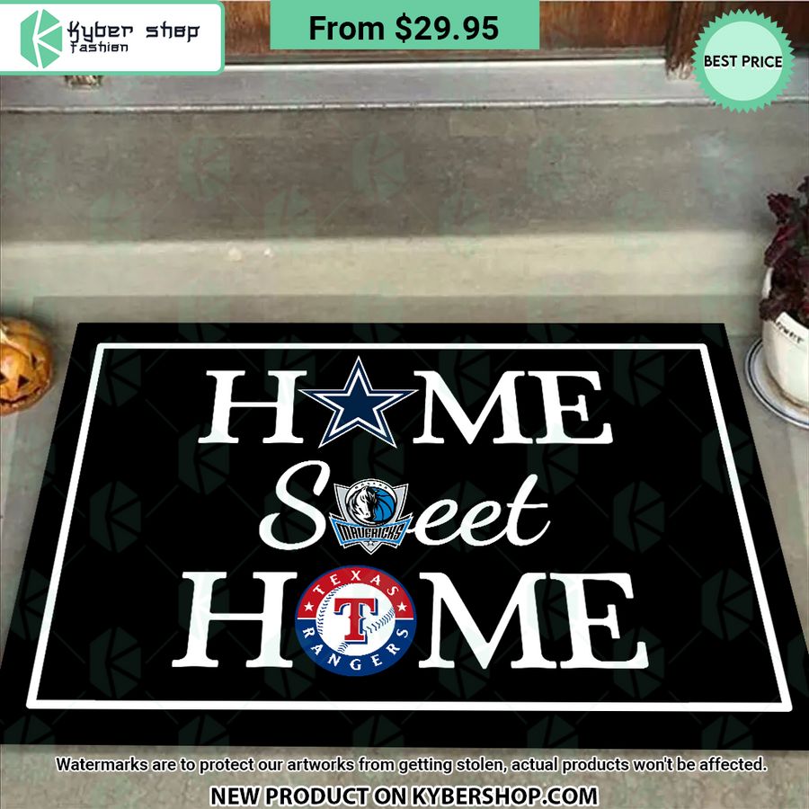 Dallas Cowboys Dallas Mavericks Texas Rangers Home Sweet Home Doormat