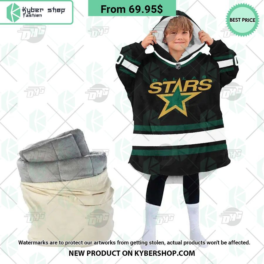 Dallas Stars black Hoodie Blanket