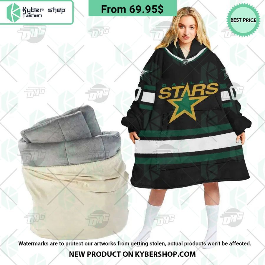 Dallas Stars black Hoodie Blanket