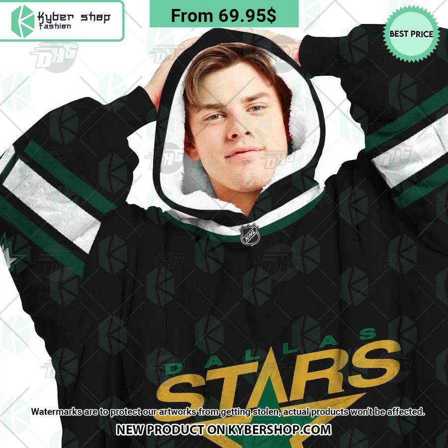 Dallas Stars black Hoodie Blanket